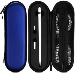 img 4 attached to TITACUTE Compatible With Apple Pencil 2 Carrying Case Hard EVA Pencil Case Foam Dual Zipper Shockproof Protective IPencil Case Holder For IPad Pro Apple Pen Tip Cap Charger Adapter 2Nd Gen Blue