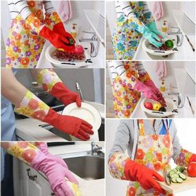 img 1 attached to 🧤 Non-Slip Reusable Latex Gloves for Dishwashing, Laundry, and Kitchen Cleaning - Aixingyun Household Cleaning Gloves with Waterproof PU Coating