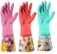 🧤 non-slip reusable latex gloves for dishwashing, laundry, and kitchen cleaning - aixingyun household cleaning gloves with waterproof pu coating logo