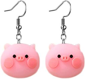 img 4 attached to Pink Pig Dangle Drop Earrings for Women, Girls, and Students - Cute Animal Jewelry Charms, Sweet Gift Option - ONLYJUMP