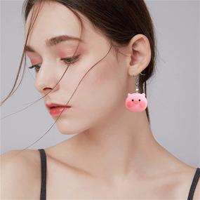 img 3 attached to Pink Pig Dangle Drop Earrings for Women, Girls, and Students - Cute Animal Jewelry Charms, Sweet Gift Option - ONLYJUMP