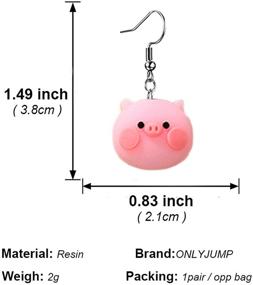 img 2 attached to Pink Pig Dangle Drop Earrings for Women, Girls, and Students - Cute Animal Jewelry Charms, Sweet Gift Option - ONLYJUMP