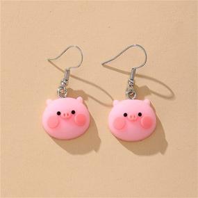 img 1 attached to Pink Pig Dangle Drop Earrings for Women, Girls, and Students - Cute Animal Jewelry Charms, Sweet Gift Option - ONLYJUMP