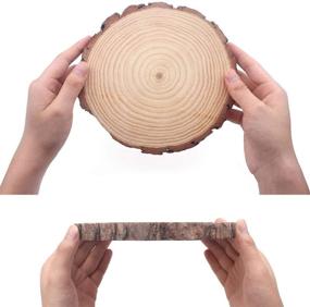 img 2 attached to 🪵 MAOM Natural Wood Slices Set of 7 - 4.3-4.7" Diameter, 3/5" Thickness Wood Discs Circles for DIY Crafts, Home Decoration, Wedding Decor - Artistic Craft Supplies