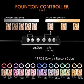 img 3 attached to 💡 8.2" светильник для селфи с зеркалом - 14 цветовых RGB светильник с регулируемым штативом и держателем для телефона - идеально подходит для макияжа, YouTube и многого другого!