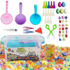 img 4 attached to 🌊 SOWEREAP Water Beads Kits for Kids: 50000 Non Toxic Water Beads Sensory Bin Kit with Ocean Animals, Dinosaur Eggs, Balloons, Scoops & Tweezers – Promote Early Skill Development!