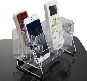 img 4 attached to 📺 Sky Piea Clear Acrylic Remote Control Caddy Organizer - 6 Slot Media Storage Holder