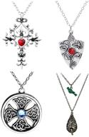 exquisite elena gilbert necklace set: vampire diaries merchandise - featuring antique silver amulet, sacred heart cross, and bird nest charms logo