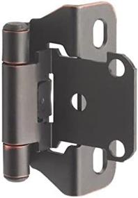 img 4 attached to Amerock 1/4 inch Overlay Hinge, Oil Rubbed Bronze 🔩 - 2 Pack, Self-Closing & Partial Wrap Cabinet Door Hinge