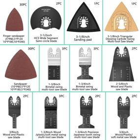 img 2 attached to 🔧 Protoiya 87 PCS Oscillating Tool Blades: Premium Wood, Metal & Plastic Saw Blades with Quick Release. Compatible with Dewalt, Milwaukee, Makita, Ryobi, Rockwell, Bosch. Includes Sandpaper.