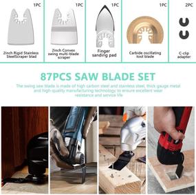 img 1 attached to 🔧 Protoiya 87 PCS Oscillating Tool Blades: Premium Wood, Metal & Plastic Saw Blades with Quick Release. Compatible with Dewalt, Milwaukee, Makita, Ryobi, Rockwell, Bosch. Includes Sandpaper.