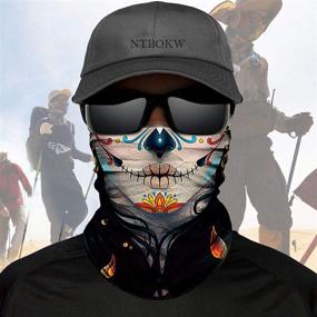 img 3 attached to 👻 NTBOKW Bandana Face Mask - 3D Skull Skeleton Design for Sun, Wind, and Dust Protection during Motorcycle Riding, Biking, Fishing, Hunting, Festival Rave Parties and Outdoor Activities - Unisex Neck Gaiter Scarf Mask