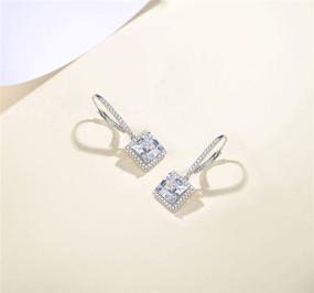 img 2 attached to FANCIME Rhodium Plated Square CZ Small Hoop Earrings: Elegant Fashion Jewelry for Women and Girls