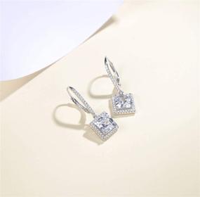 img 3 attached to FANCIME Rhodium Plated Square CZ Small Hoop Earrings: Elegant Fashion Jewelry for Women and Girls