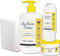 набор la petite creme french diapering starter: органический лосьон, бальзам и ватные патчи - необходимые элементы ухода для новорожденных - идеальный подарок на baby shower логотип