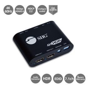 img 3 attached to SIIG 1x2 HDMI 2.0 Splitter 4K 60Hz with HDMI Audio Extractor - Auto Downscaling (4K and 1080p Mixed Output) - HDCP 2.2, 18Gbps, YUV 4:4:4, 3D, EDID - Supports Various Audio Formats - 1 Input 2 Output (CE-H24X11-S1)