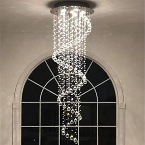 img 4 attached to 💡 CYSTOP Modern Contemporary Swirl Chandelier: Elegant Crystal Raindrop Lighting for Foyers, Dining Rooms and Kitchens - D20'' X H61'' Fixture