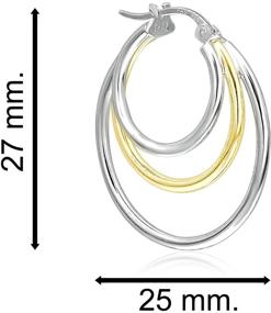 img 2 attached to Sterling Silver Triple Circle Round-Tube Hoop Earrings 💍 for Women and Teen Girls - Polished Finish, 25mm Diameter