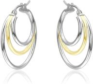 sterling silver triple circle round-tube hoop earrings 💍 for women and teen girls - polished finish, 25mm diameter logo