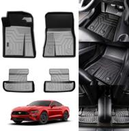 🔹 kust all weather tpe floor mats for ford mustang 2015-2021 (excluding mach-e) 2 row liner set - durable, odorless, 3d floor carpet liner logo