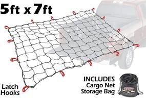 img 4 attached to 🔒 PowerTye 5ft x 7ft Elastic Cargo Net: Secure Loads with 14 Latching Hooks & Handy Drawstring Storage Bag