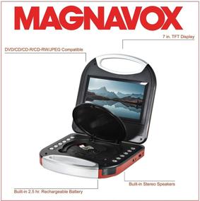 img 3 attached to 📀 Magnavox MTFT750-RD Portable 7" TFT DVD/CD Player - Remote Control, Car Adapter, Red Color, Rechargeable Battery, Headphone Jack, Built-in Speakers