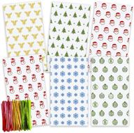 🎁 tomnk christmas cellophane bags: 162-piece treat bags with twist ties for holiday goodies, party favors, and cello candy bags logo
