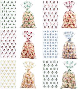 img 2 attached to 🎁 TOMNK Christmas Cellophane Bags: 162-Piece Treat Bags with Twist Ties for Holiday Goodies, Party Favors, and Cello Candy Bags