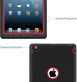 img 1 attached to Kid-Friendly iPad 2/3/4 Case, Fingic Red 3-Layer Armor High-Impact Rugged Shockproof Protective Case for iPad 2nd / 3rd / 4th Generation, Black/Red