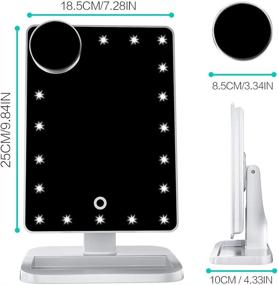 img 1 attached to FENCHILIN Vanity Mirror with Lights - Bluetooth Lighted Makeup Mirror, Touch 💄 Screen & Wireless Audio Speaker - Dimmable Light, Detachable 10X Magnification, Rechargeable Power (White)