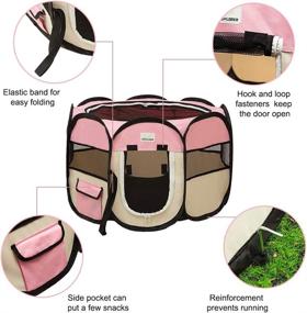 img 2 attached to EXPAWLORER Portable Puppy Playpen: Waterproof Mesh Shade Cover, Easy Foldable Indoor/Outdoor Option for Puppies, Cats, Rabbits, and Pets