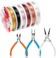 💎 premium 3-piece jewelry pliers set with 6 colors 24 gauge beading wire - copper wire for diy projects: diagonal, round-nose, and needle-nose pliers + knife edge logo