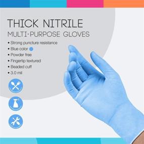 img 1 attached to 🧤 ASAP Thick Nitrile Powder Free Multi-purpose Gloves: 3.0 mil, Blue, Large Size (Box of 100) - Disposable & Highly Reliable