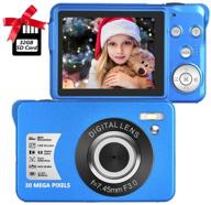 📸 30mp rechargeable mini camera with 2.7 inch display - perfect for students and beginners - 8x zoom, 1 battery & 32gb sd card included - blue logo