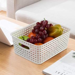 img 2 attached to 🧺 6-Pack Set of Ponpong Plastic Weave Rattan Woven Storage Baskets