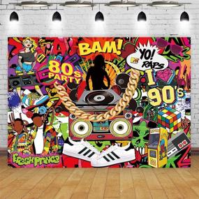 img 1 attached to Maijoeyy 7x5ft Hip Hop Party Backdrop with Graffiti Wall, I Love The 80S 90S Theme | Party Disco DJ Gold Chain | Hip Hop Backdrops for Photography | 80's 90's Hip Hop Party Decoration