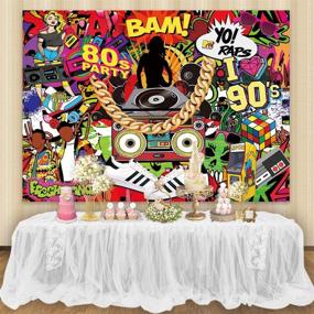 img 3 attached to Maijoeyy 7x5ft Hip Hop Party Backdrop with Graffiti Wall, I Love The 80S 90S Theme | Party Disco DJ Gold Chain | Hip Hop Backdrops for Photography | 80's 90's Hip Hop Party Decoration