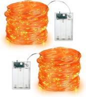 🎃 brizlabs orange halloween lights: 19.47ft 60 led fairy string lights with 2 modes - perfect for halloween party decorations! logo