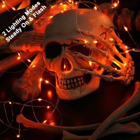 img 3 attached to 🎃 BrizLabs Orange Halloween Lights: 19.47ft 60 LED Fairy String Lights with 2 Modes - Perfect for Halloween Party Decorations!