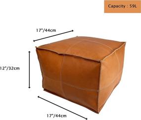 img 1 attached to 🪑 Marrakesh Gallery Square Moroccan Pouf Cover - Large Square Ottoman Leather Cover Pouf - Bohemian Decor for Living Room - Hassock & Footstool Ottoman - Unstuffed