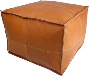 img 2 attached to 🪑 Marrakesh Gallery Square Moroccan Pouf Cover - Large Square Ottoman Leather Cover Pouf - Bohemian Decor for Living Room - Hassock & Footstool Ottoman - Unstuffed