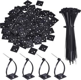 img 4 attached to 🔌 Organize Wires with 100 Pack Adhesive Clips - Self Adhesive Cable Tie Base Holders for Desk, Wall, and More