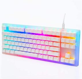 img 4 attached to 🔥 Womier K87 Hot Swappable Mechanical Gaming Keyboard with Gateron Switch, TKL Compact 87 Keys, RGB Backlit, for PC, PS4, Xbox - Blue Switch, White