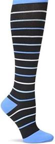 img 1 attached to 👩 Nurse Mates Wide Calf Compression Socks in Black Blue Stripe: Support and Style for Nurses