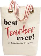 best teacher ever tote bag: mud pie's stylish off white one-size option logo