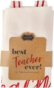 img 2 attached to Best Teacher Ever Tote Bag: Mud Pie's Stylish Off White One-Size Option