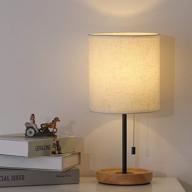 💡 stylish modern table lamp with wood base and linen shade for all rooms - living room, bedroom, office, college dorm логотип