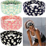 🌸 aipretty headbands for women & girls - fashion hair accessories, set of 4 - yoga, running, sports workout head wraps - tie dye bohemia style daisy elastic - non-slip & sweat resistant hair bands. logo
