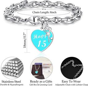 img 2 attached to CERSLIMO Birthday Gifts for Women & Girls - Happy Birthday Heart Charm Bracelets: Perfect 5th, 6th, 10th, 13th, 16th, 18th, 20th, 21st, 30th, 40th, 50th, 60th Fabulous Birthday Gifts for Her