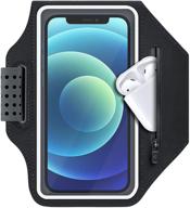 🏃 running armband phone case for iphone 11, 12, pro, max, xr, xs, 8, 7, 6 plus - exercise armband with card holder, adjustable band, and zipper pocket - black logo